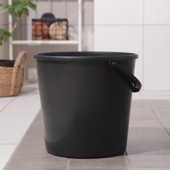 Ведро хозяйственное с мерной шкалой, 12л, цвет черный