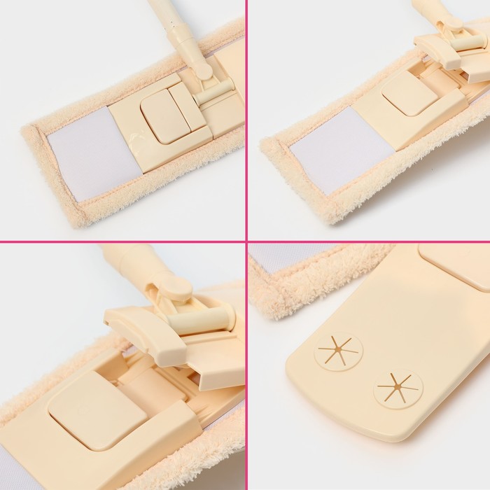 Швабра для мытья пола плоская, насадка микрофибра 42х12, см, 50гр металлическая ручка