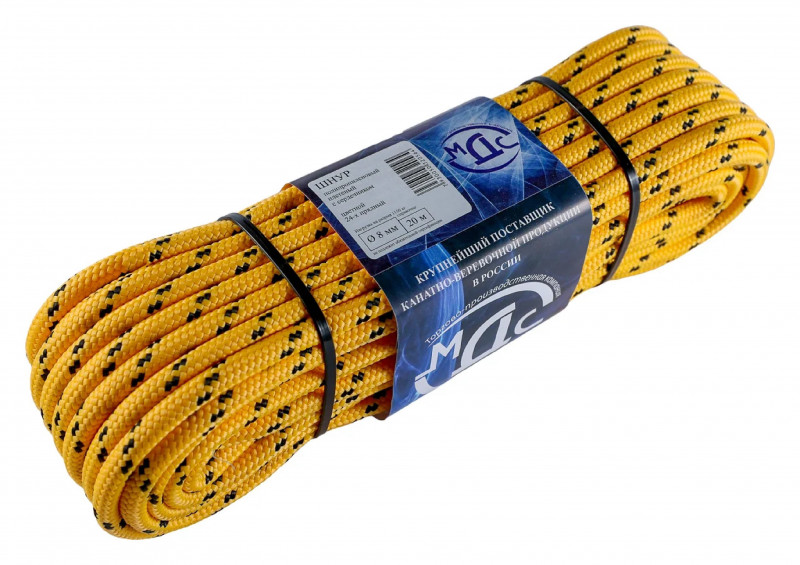 Шнур ПП плетенный 16пряд 8мм 20м с/отраж МДС
