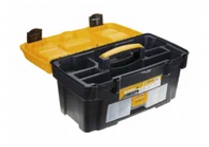 Ящик для инструментов 18" с консолью и секциями черный с желтым АТЛАНТ