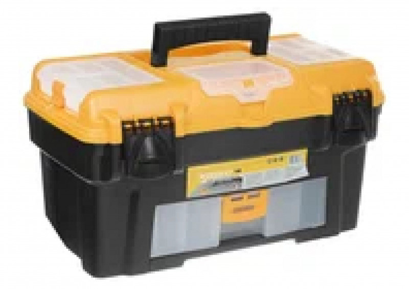 Ящик для инструментов 18" с консолью и секциями черный с желтым АТЛАНТ