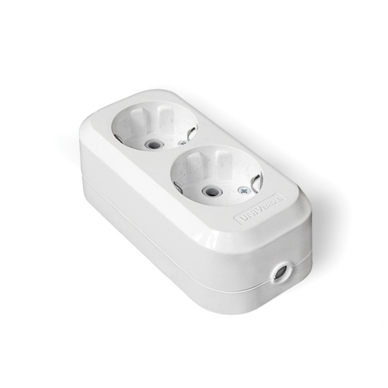 Колодка 2-гнезда с/з AБС пластик еврослот UNIVersal