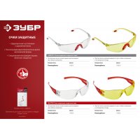 Очки защитные прозрачные отрытого типа Спектр 3 ЗУБР