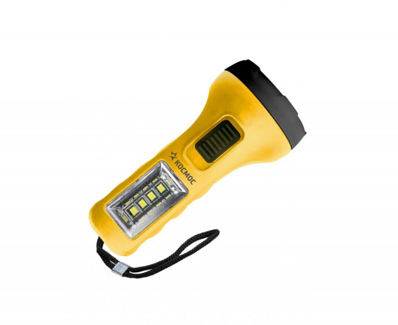 Фонарь ручной 0,5Вт LED+4SMD (1Вт) 1xAA корпус ABS-пластик ремешок КОСМОС
