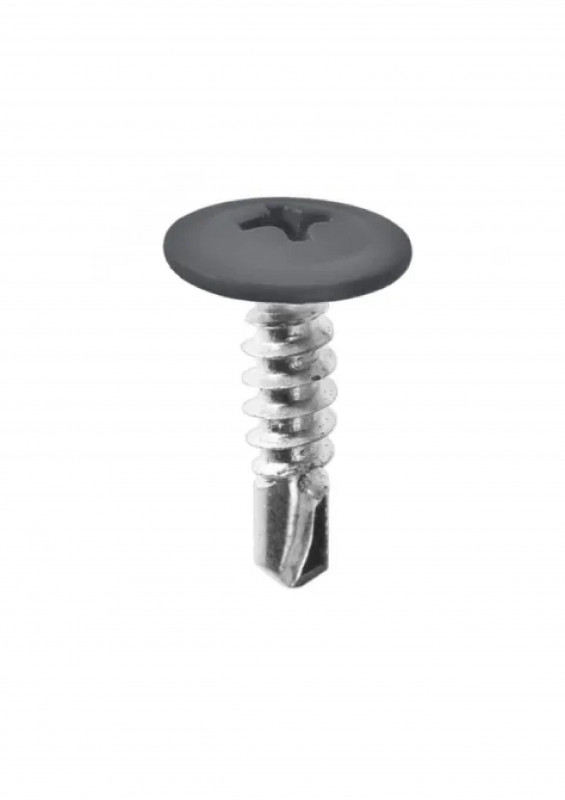 Саморез с пресс-шайбой острый RAL7024 4,2х32 серый графит