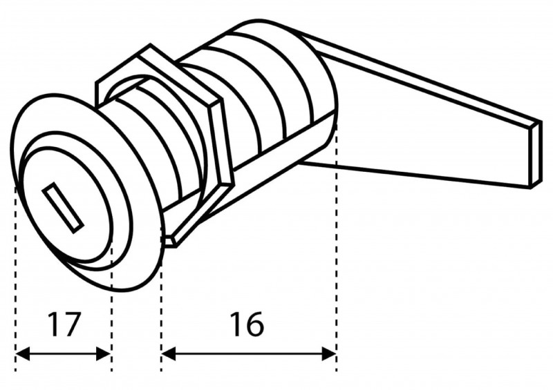 Замок почтовый врезной ЗП16мм 2 ключа Стандарт