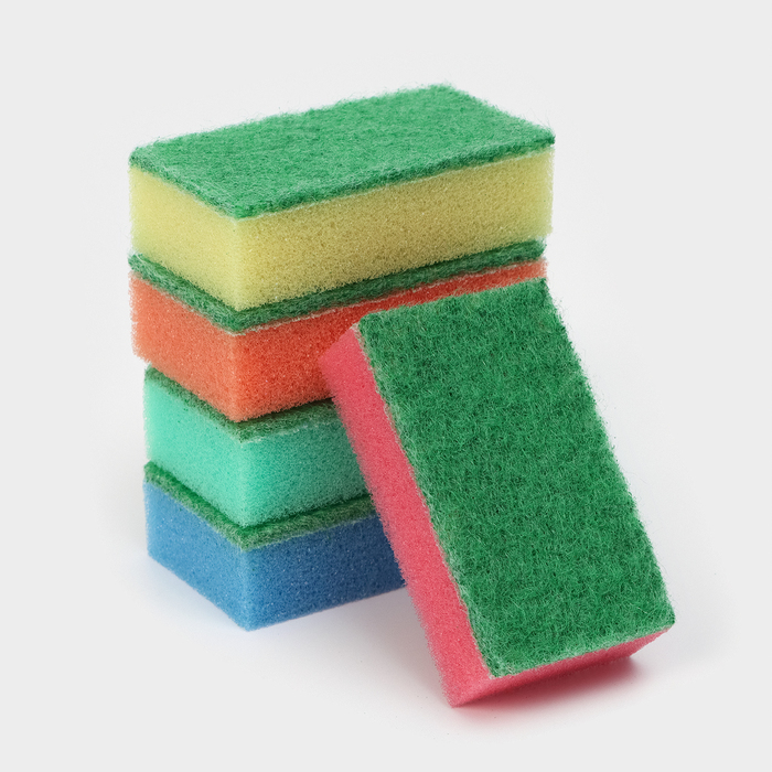 Губки с чистящим слоем Эконом 5шт. 7,5х4,5х2,5см