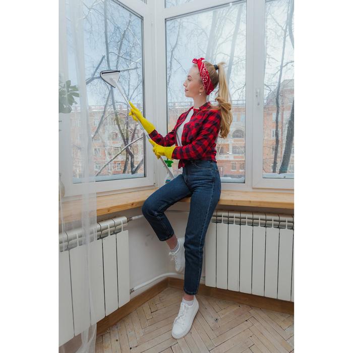 Окномойка с телескопической аллюминевой ручкой,12х12х59(89)см,цвет микс