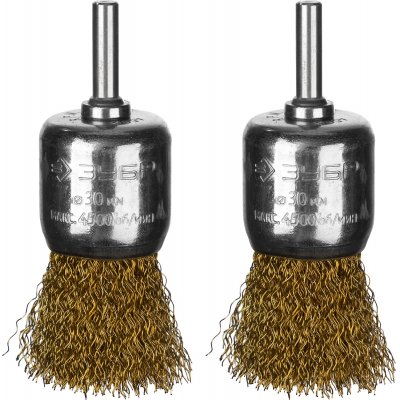 Набор щеток кистевых для дрели, витая стальная латунированная проволока 0,3мм, 30мм, 2шт Зубр